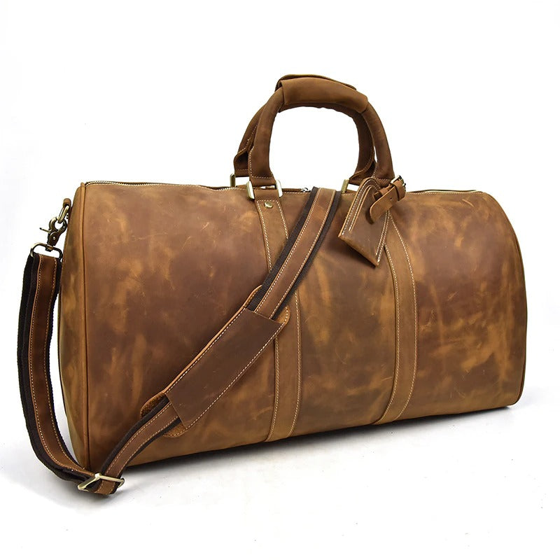 Full Grain Leather Weekender Travel Duffel Luggage Bag