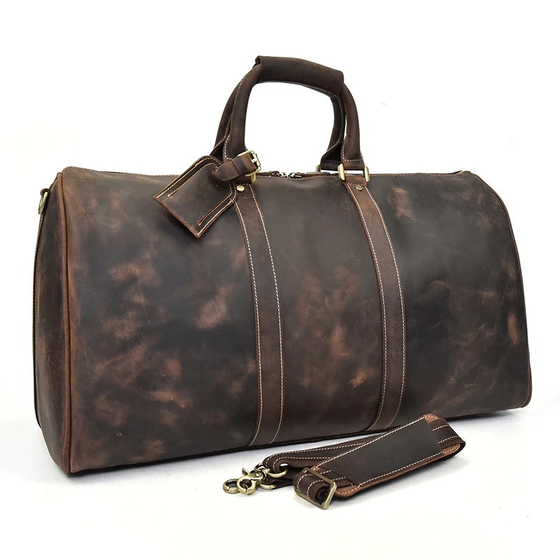 Full Grain Leather Weekender Travel Duffel Luggage Bag
