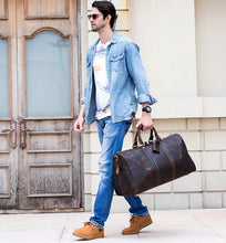 Load image into Gallery viewer, Full Grain Leather Weekender Travel Duffel Luggage Bag

