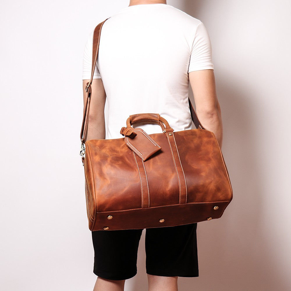 Small Leather Duffle Bag Travel Bag