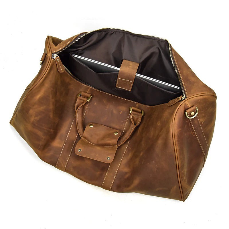 Full Grain Leather Weekender Travel Duffel Luggage Bag