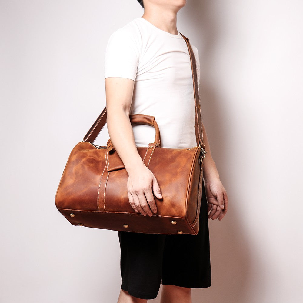 Small Leather Duffle Bag Travel Bag