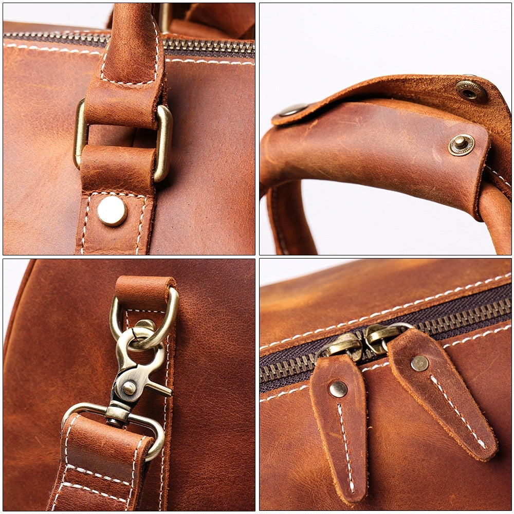 Small Leather Duffle Bag Travel Bag