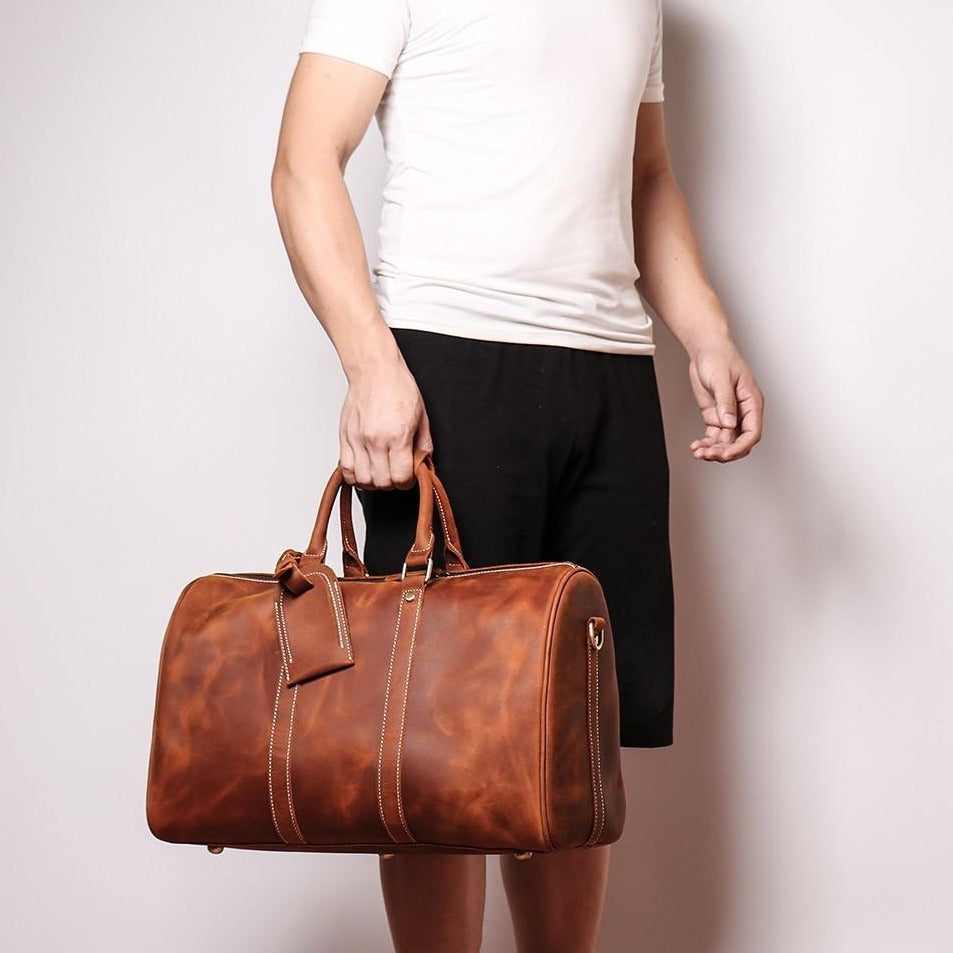 Small Leather Duffle Bag Travel Bag