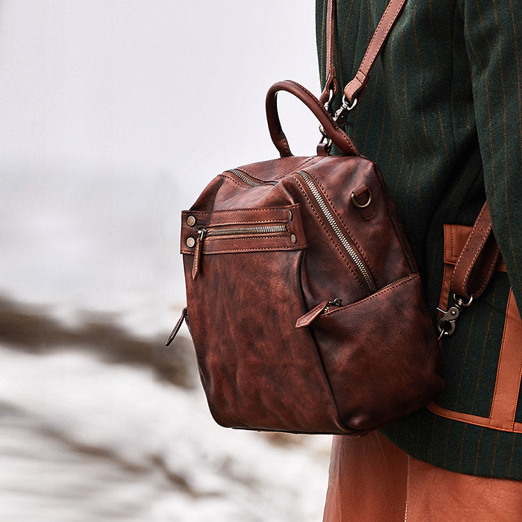 Handmade Distressed Full-Grain Leather Backpack