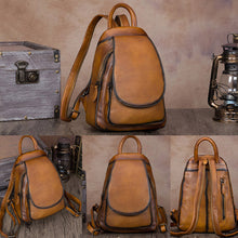 Load image into Gallery viewer, Womens Brown Dyeing Leather Backpack Purse Laptop Book Bag for Women
