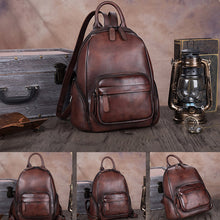 Load image into Gallery viewer, Vintage Womens Brown Leather Backpack Purse Laptop Book Bag for Women
