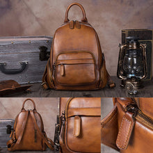 Load image into Gallery viewer, Vintage Womens Brown Leather Backpack Purse Laptop Book Bag for Women
