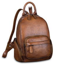Load image into Gallery viewer, Vintage Womens Brown Leather Backpack Purse Laptop Book Bag for Women
