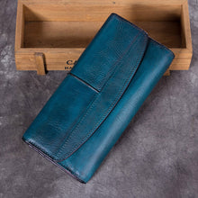Load image into Gallery viewer, Ladies Trifold Clutch Wallet Handmade Leather Wallets for Women
