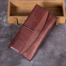 Load image into Gallery viewer, Ladies Trifold Clutch Wallet Handmade Leather Wallets for Women
