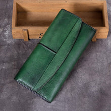 Load image into Gallery viewer, Ladies Trifold Clutch Wallet Handmade Leather Wallets for Women
