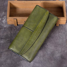 Load image into Gallery viewer, Ladies Trifold Clutch Wallet Handmade Leather Wallets for Women
