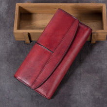 Load image into Gallery viewer, Ladies Trifold Clutch Wallet Handmade Leather Wallets for Women
