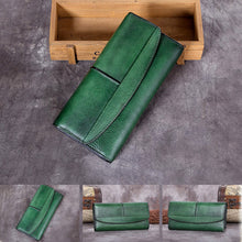 Load image into Gallery viewer, Ladies Trifold Clutch Wallet Handmade Leather Wallets for Women
