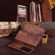 Load image into Gallery viewer, Ladies Trifold Clutch Wallet Handmade Leather Wallets for Women
