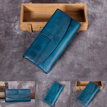Load image into Gallery viewer, Ladies Trifold Clutch Wallet Handmade Leather Wallets for Women

