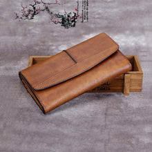 Load image into Gallery viewer, Ladies Trifold Clutch Wallet Handmade Leather Wallets for Women
