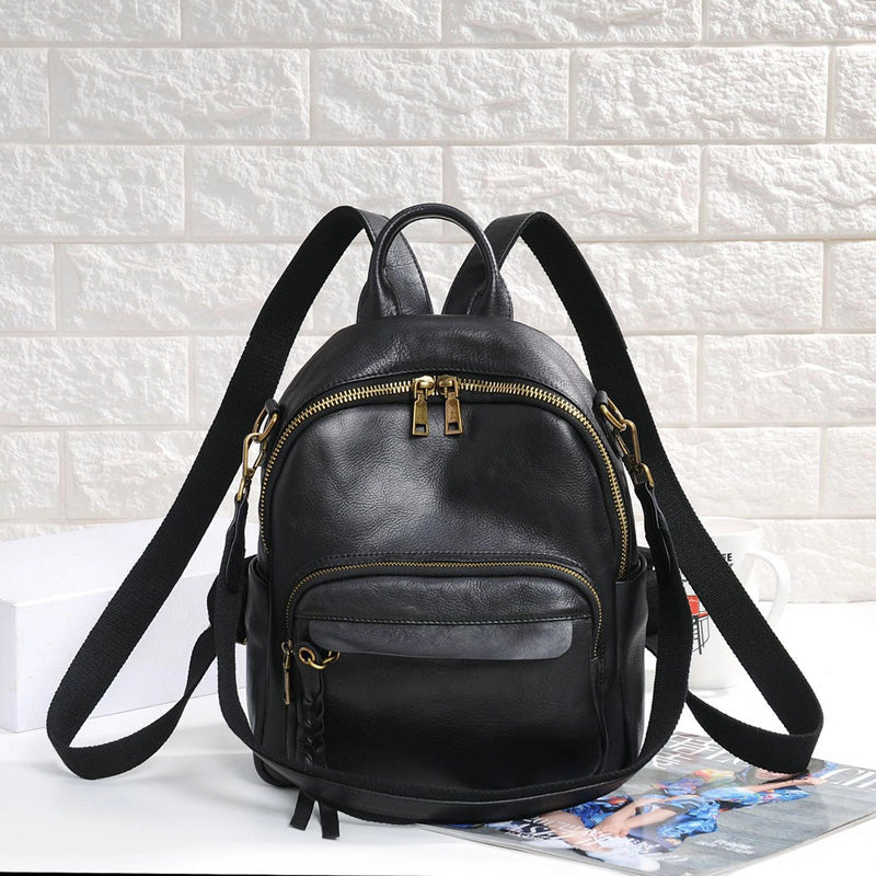 Handmade Ladies Leather Backpack Purse Small Rucksack Cross shoulder bag For Women