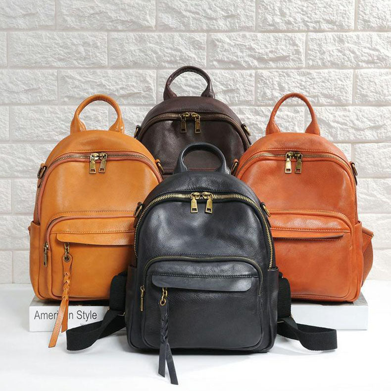 Handmade Ladies Leather Backpack Purse Small Rucksack Cross shoulder bag For Women