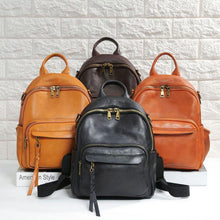 Load image into Gallery viewer, Handmade Ladies Leather Backpack Purse Small Rucksack Cross shoulder bag For Women
