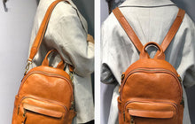 Load image into Gallery viewer, Handmade Ladies Leather Backpack Purse Small Rucksack Cross shoulder bag For Women
