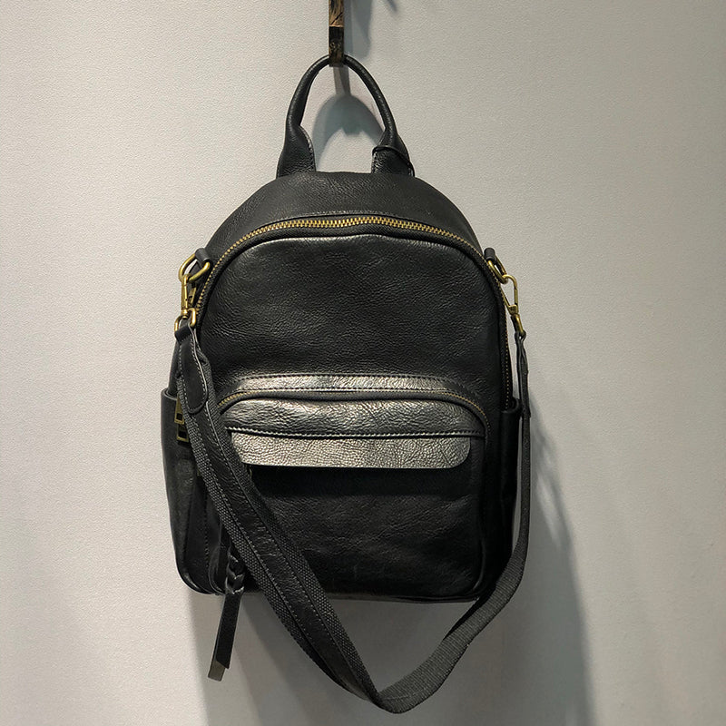 Handmade Ladies Leather Backpack Purse Small Rucksack Cross shoulder bag For Women
