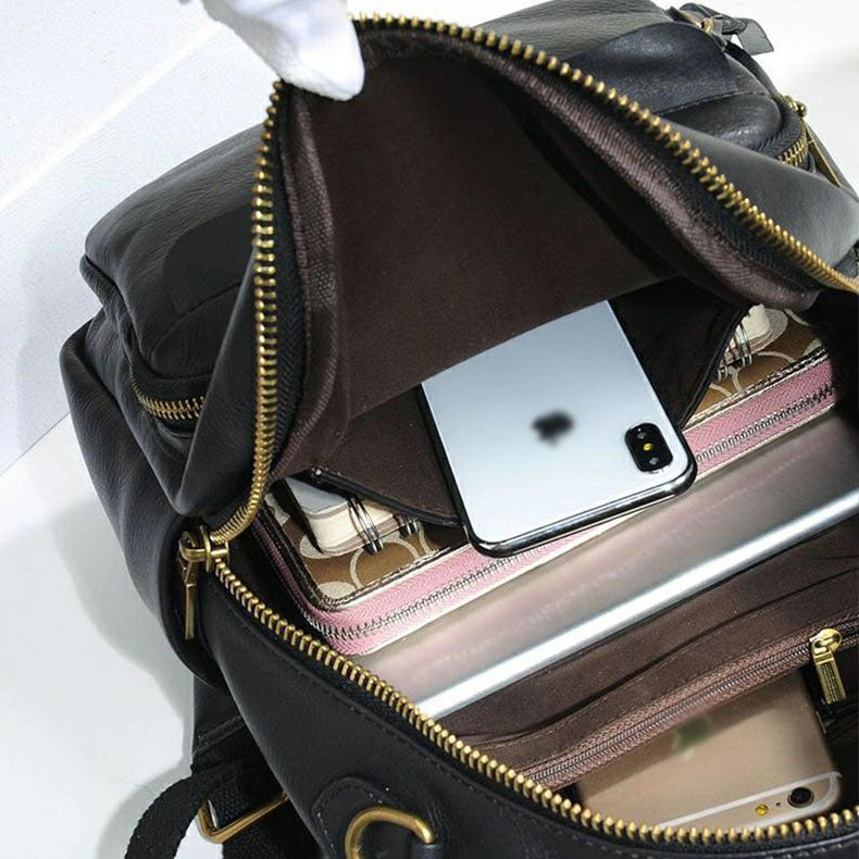 Handmade Ladies Leather Backpack Purse Small Rucksack Cross shoulder bag For Women