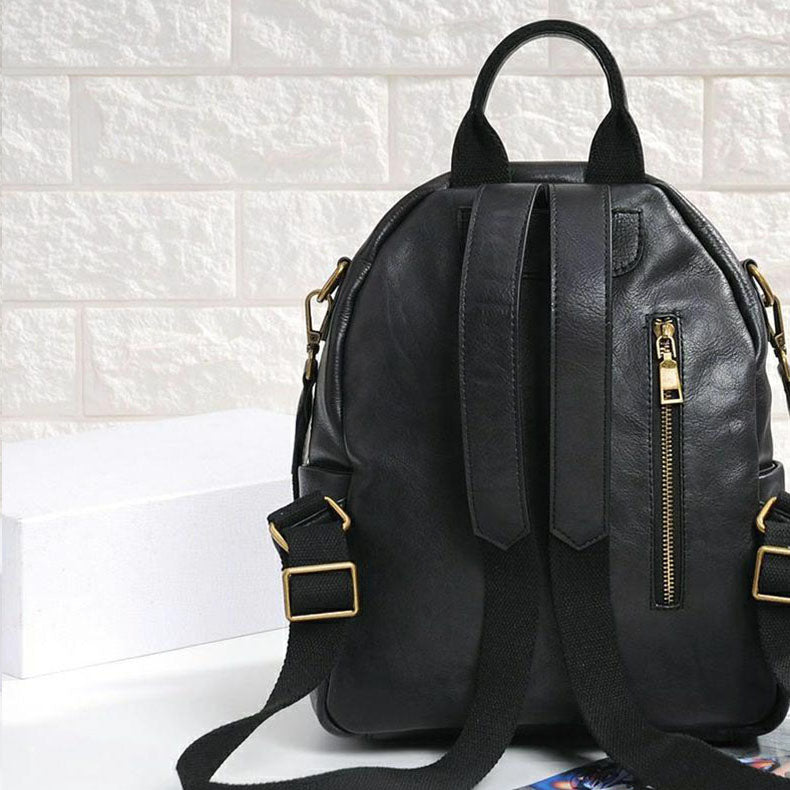 Handmade Ladies Leather Backpack Purse Small Rucksack Cross shoulder bag For Women