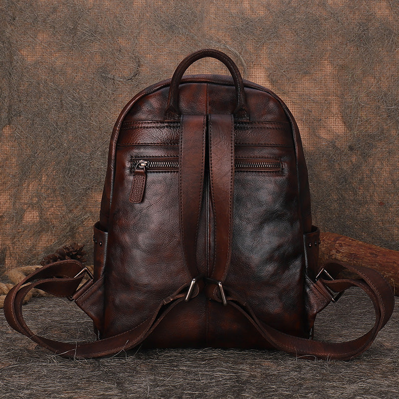 Handmade Ladies Leather Laptop Backpack Purse Women's Leather Rucksack For Women