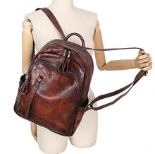 Load image into Gallery viewer, Handmade Ladies Leather Laptop Backpack Purse Women&#39;s Leather Rucksack For Women
