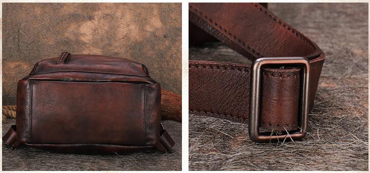 Handmade Ladies Leather Laptop Backpack Purse Women's Leather Rucksack For Women