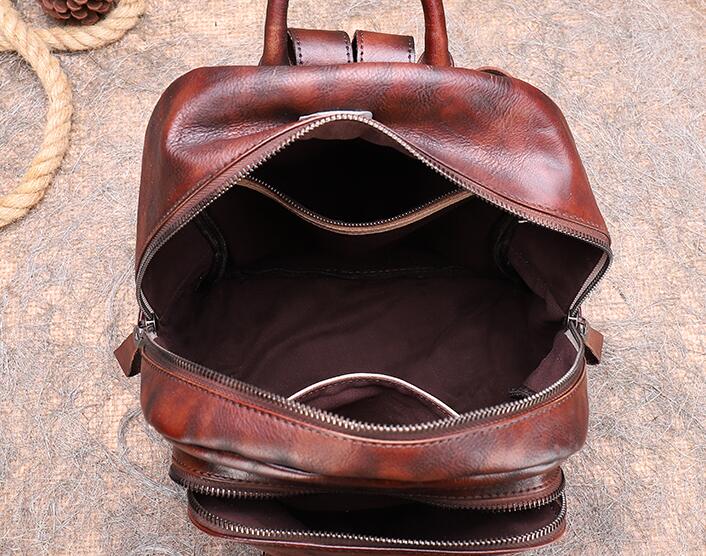 Handmade Ladies Leather Laptop Backpack Purse Women's Leather Rucksack For Women