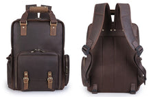 Load image into Gallery viewer, Simple Tripod Holder  Large Leather Backpack Camera Bag
