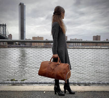 Load image into Gallery viewer, Brown Weekender Large Leather Duffle Bag
