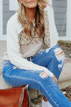 Load image into Gallery viewer, Leopard Print Color Block Long Sleeve Loose Casual Sweatshirt
