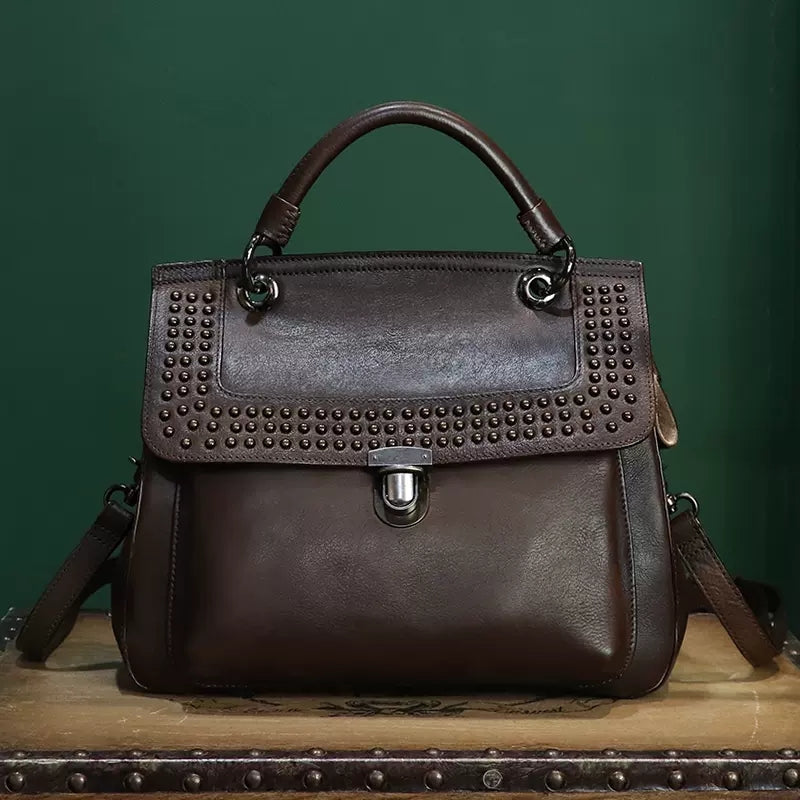 Womens Everyday Handbag Brown Leather Crossbody Bag