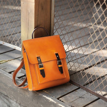 Load image into Gallery viewer, Ladies Square Genuine Leather Backpack Bag Purse Vintage Backpack for Women
