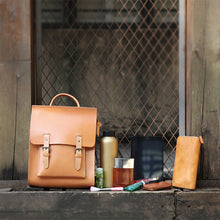 Load image into Gallery viewer, Ladies Square Genuine Leather Backpack Bag Purse Vintage Backpack for Women

