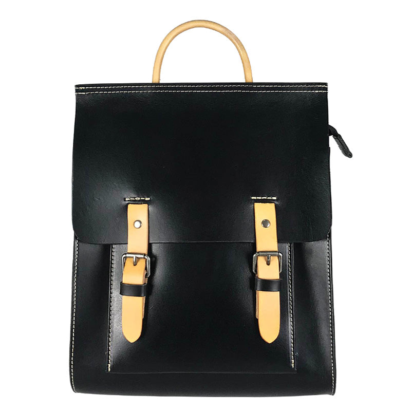 Ladies Square Genuine Leather Backpack Bag Purse Vintage Backpack for Women