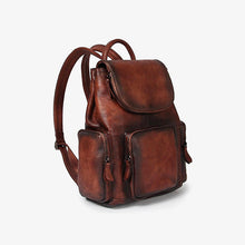 Load image into Gallery viewer, Vintage Womens Brown Leather Backpack Purse Designer Laptop Book Bag for Women
