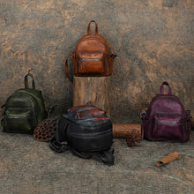 Load image into Gallery viewer, Cute Womens Mini Brown Leather Backpack Purse Book Bag Purses for Women
