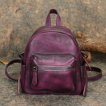 Load image into Gallery viewer, Cute Womens Mini Brown Leather Backpack Purse Book Bag Purses for Women
