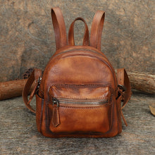 Load image into Gallery viewer, Cute Womens Mini Brown Leather Backpack Purse Book Bag Purses for Women
