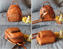 Load image into Gallery viewer, Cute Womens Brown Mini Leather Backpack Bag Purse Nice Backpacks for Women
