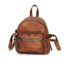 Load image into Gallery viewer, Cute Womens Mini Brown Leather Backpack Purse Book Bag Purses for Women
