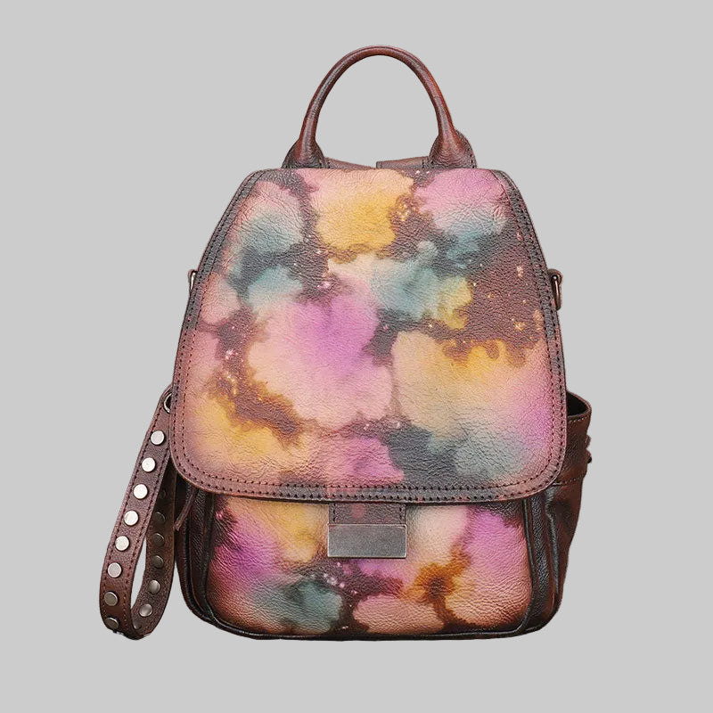 Mini Handcrafted Vintage Coffee Top Grain Leather Backpack