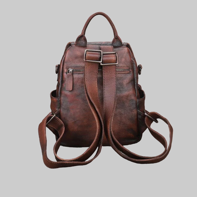 Mini Handcrafted Vintage Coffee Top Grain Leather Backpack