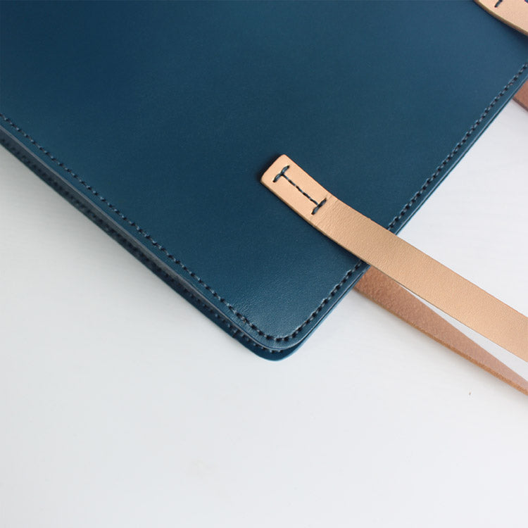 Minimalist Haze Blue Leather Shoulder Tote Bags Purse for Women