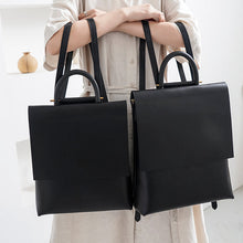 Load image into Gallery viewer, Minimalist Womens Square Leather Zip Backpack Purse Rucksack for Women
